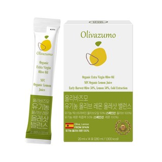 올리바즈모 유기농 엑스트라버진 올리브 레몬 올레샷 밸런스 스틱, 14개, 20ml