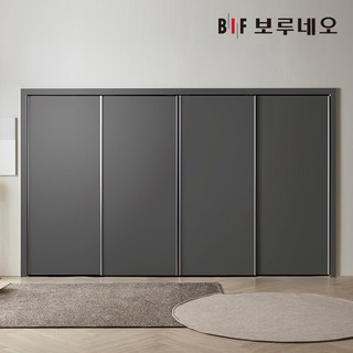 [보루네오] 30cm 붙박이장 슬라이딩 여닫이 미닫이 가구 거실 안방 맞춤시공 제작 내부 슬라이드 9자 10자 11자 12자 13자, 02.네오슬라이딩-다크그레이