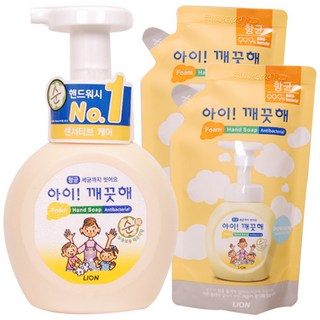 아이깨끗해 핸드워시 순 용기 250ml 1개+리필 200ml, 2개