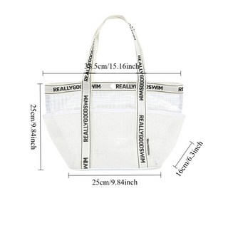 Gym Bag Fashions Transparent Waterproof Multi-Pocket Tote Swimming Mesh High Volume Travel, 01 공간, 1개