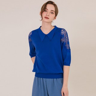 레이스 비즈카라 니트 티셔츠