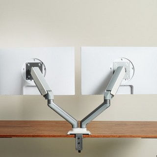 덱스탑 싱글 듀얼 고중량 모니터암 MS32 하중 9Kg, 듀얼 (그레이&화이트), 1개
