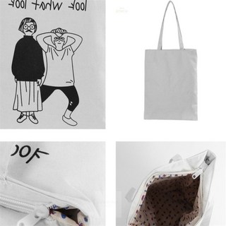 오로라라이즈마켓 일러스트 에코백 화이트 지퍼있는에코백