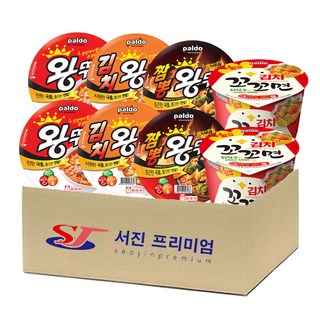 에스제이서진 컵라면 4종(김치꼬꼬면왕컵 2개+왕뚜껑 2개+김치왕뚜껑 2개+짬뽕왕뚜껑 2개) 총8개, 1개
