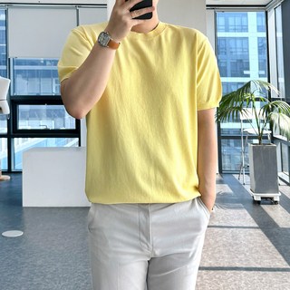 룩플레인 시원한 린넨 라운드 여름 반팔 니트 11color