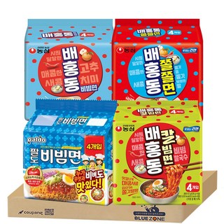 [블루존] 배홍동 시리즈&팔도비빔면 16개입 세트 (팔도 비빔면+칼비빔면+쫄쫄면+배흥동 비빔면) x4