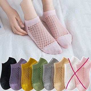 여름용! 예쁜 색감의 정말 시원한 망사 시스루 여성 덧신 페이크삭스 세트 (6켤레)