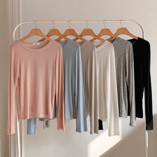 [브런치케이] 텐셀 스판 레이어드 이너티 보들보들 부드러운 봄 티셔츠