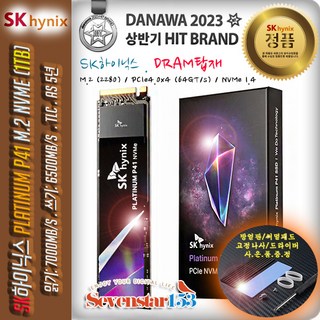 SK하이닉스 [SK하이닉스/정품] Platinum P41 M.2 NVMe (1TB) DRAM 탑재 / 히트싱크 방열판+고정나사 증정 ~SS153