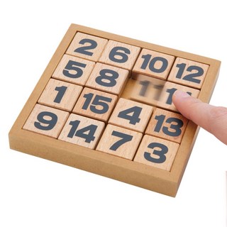 해피퍼즐 하나야마 가쯔노 15게임 입체퍼즐 슬라이딩숫자 퍼즐 두뇌트레이닝 집중력 창의력 인지력발달 원목수학교구, 1개, 16피스