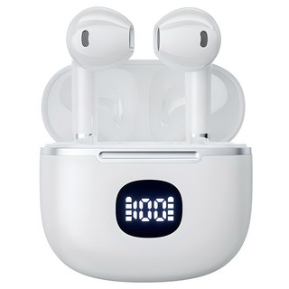 Toocki 투키 디스플레이 블루투스 5.3 오픈형 무선 이어폰, 화이트, 060C