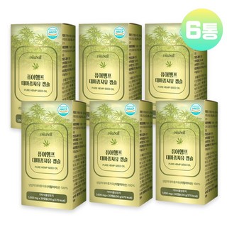 대마종자유 냉압착 햄프씨드 오일 100% 엑스트라버진 오가닉 식물성 캡슐 1000mg 식약청 해썹, 6개, 30회분