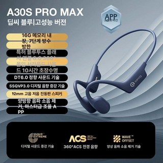 세나 스포츠 블루투스 골전도 이어폰 무선, 공식 표준, 고에너지 버전 블루 16G 누출 없는