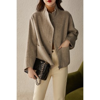 빨강몽키 양면 니트 오버핏 하프 트렌치코트 캐주얼 모직코드 빅사이즈 반코트