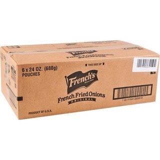 French's 과자 칩 프렌치스 크리스피 프라이드 어니언스 24온스 샐러드 감자 버거 그린빈 캐서롤에 뿌릴 수 있는 바삭한 튀긴 양파 한 봉지, 24 온스 (6개 묶음), 680g, 1개