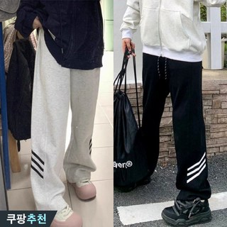 (완전 편한) 4XL까지 여성 컴포트 스트레이트 츄리닝 바지 빅사이즈 추천 슬렉스 와이드 배색 디자인 포인트 코디 빈티지 오버핏 캐쥬얼 트레이닝 운동 기모 통바지 여성용 팬츠