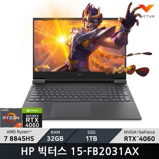 HP 2024 빅터스 15 라이젠7 8000 시리즈 지포스 RTX 4060 / + 마우스증정, 15-fb2031AX, Free DOS, 32GB, 1TB, Mica Silver