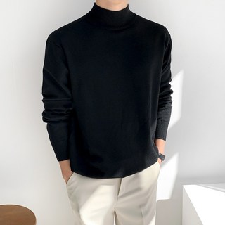 맨즈에버 부드럽고 포근한 남자 스웨터 반 목폴라 니트
