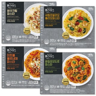 파스타스 쉐프 파스타 4팩 (쉬림프알리오올리오 1+미트볼볼로네제 1+바질포모도로 1+버섯크림 1), 1개