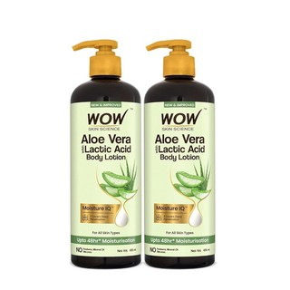 Metrey Herbotech W.O.W. 알로에 베라 바디 로션 젖산 함유 초경량 수분 공급 모든 피부 타입 400ml 2팩