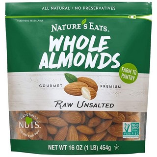 Nature`s Eats Whole Natural Almonds 473.2ml(16온스), 16 Ounce (Pack of 1), 1개, 454g