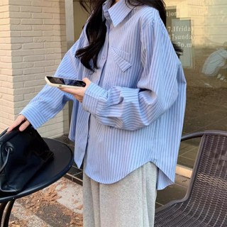 여성 스트라이프 셔츠 여유핏 롱블라우스 데일리 오피스룩 홈웨어까지