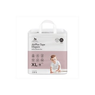 애플크럼비 기저귀 남녀공용 테이프형2, 18매, 특대형(XL)