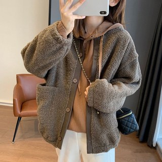 여성 양털 숏 자켓 가을 겨울 캐주얼 뽀글이 점퍼 아우터 후리스 루즈핏 상의