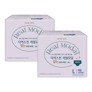 디어스킨 리얼모달 입는 오버나이트, 대형, 8개입, 2개