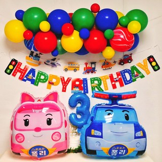 스마일파티 로보카폴리 풍선 생일파티세트 자동차풍선, 1개, 3세
