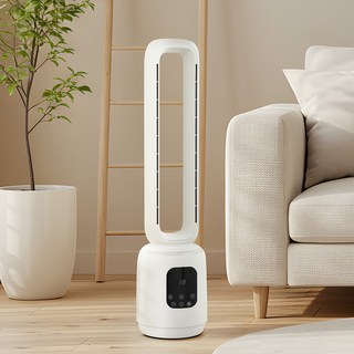 리빙업 날개없는 선풍기 BLDC 타워형 무드등 저소음 선풍기, 화이트