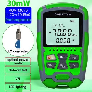 AUA-MC70 광 전력 측정기-70 ~ + 10dBm 4 in 1 다기능 OPM 광섬유 네트워크 케이블 테스터 VFL 1-50MW 옵, [08] 30MW with FC-LC, 1개