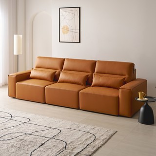 데코라인 레오 전동 리클라이너 슬라이딩 모션 소파 4인용, 브라운 리클라이너소파