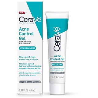 얼굴용 CeraV 살리실산 여드름 치료 젤 | AHA 글리콜산 및 젖산 BHA 살리실산 | 무향 및 변성알코올 | 1.35온스, 1개, 40ml