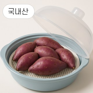 베이안 국산 전자레인지 찜기 스팀, 1개, 그레이시 블루a