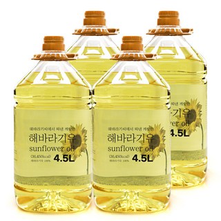 그대로푸드 해바라기유 18L 해바라기씨유100% 식용유 (4.5Lx4개), 4.5L, 4개