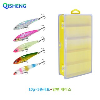 치승 용니MIX-5 루어미끼 메탈바이브레이션 하드베이트 세트 양면 케이스, 10g-5종세트+양면 케이스, 혼합색상C, 1개