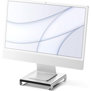 사테치 타입-C 알루미늄 모니터 스탠드 허브USB-C 데이터 USB 3.0 마이크로SD 카드 슬롯 및 3.5mm 헤드폰 잭 포함 - Apple 스튜디오 디스플레이 iMac M1, Silver, 1개