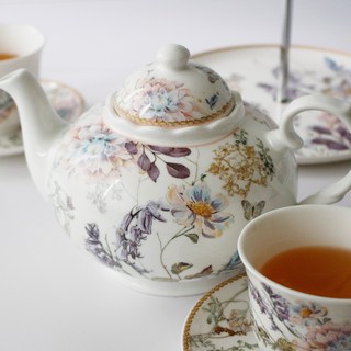 로얄 포세린 도자기 플라워 티포트