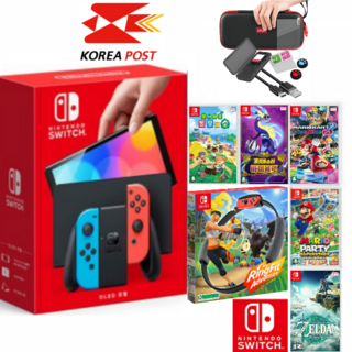 닌텐도 스위치 OLED+게임팩+10종 악세사리 패키지, 네온/슈퍼 마리오 3D + 월드 퓨리월드