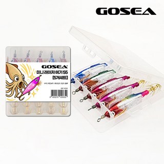 GOSEA 미니 레이저 오로라 에기 55 태클박스 세트 5개입 쭈꾸미 갑오징어 문어, 1세트, 6g, B 수박 핑크 세트 (GSF-H3-B)