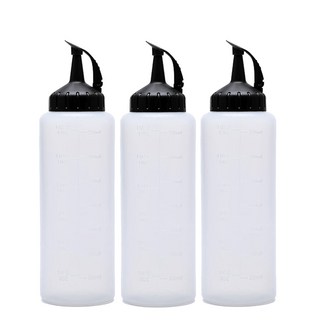 서온리 흐르지 않는 오일 소스 통 간장 병 드레싱 플라스틱 업소 용 튜브 용기, 3개, 350ml, 모던블랙