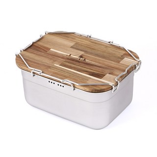 올품락 캠핑 다용도 바스켓 멀티 스퀘어팟, 스테인레스, 1개, 7.3L