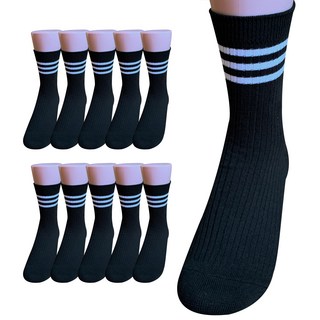 YMSOCKS [갑종양말] 여성 삼선 링글 골지 중목양말 10켤레
