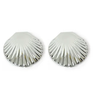 쿠쿠스토어 쉘모양 메이크업 거울 전기 도금 플라스틱 실버 핸드 미러, 03 Silver 2 pcs