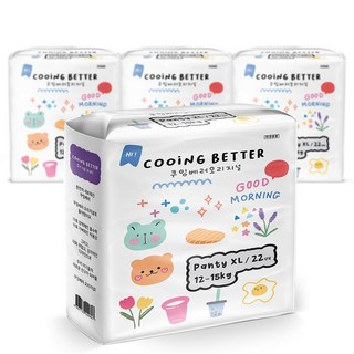 쿠잉 베러 Original 팬티 기저귀 특대형(XL) 22매x 4팩 (12~15kg), 88매