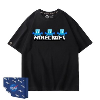 NASA Minecraft 프린팅 반팔 티셔츠 남여공용 남녀공용 라운드티 오버핏