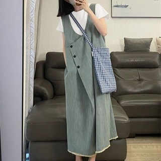 UL-074 데님 원피스 반팔티 세트