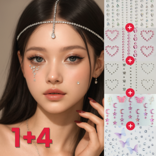 오브잇 페스티벌 파티공연용 메이크업 페이스 큐빅 쥬얼리 스티커 1+4, 5개, A타입