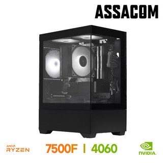 [아싸컴] 조립pc 게이밍 고사양 게임용 데스크탑 롤 배그 본체 인텔 AMD 컴퓨터, 10. 7500F+4060, Free DOS, 500GB, 32GB, 블랙